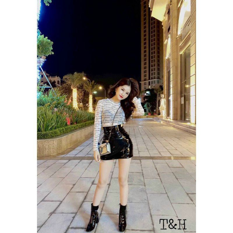 Chân váy da bóng trơn cạp cao hàng QCL1 | BigBuy360 - bigbuy360.vn