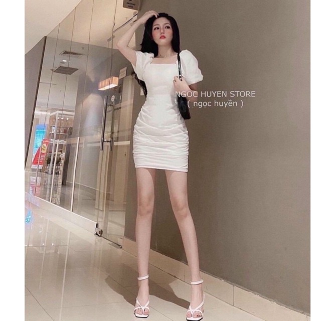 Đầm body NHÚNG ĐAN DÂY SAU hở lưng sexy dễ thương ôm body có mút sẵn nữ dáng ngắn // thiên Yết