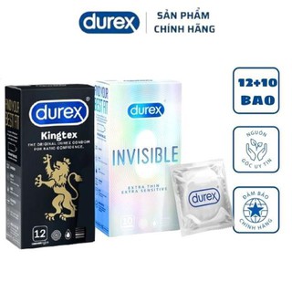 Bộ 1 hộp bao cao su Durex Kingtex 12 bao + 1 hộp Durex Invisible 10 bao Chính Hẵng- durexvn_store