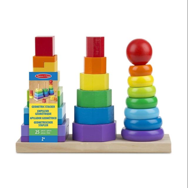 Bộ xếp hình gỗ 3D khối 3 trụ Montessori loại to nhất dài 28cm