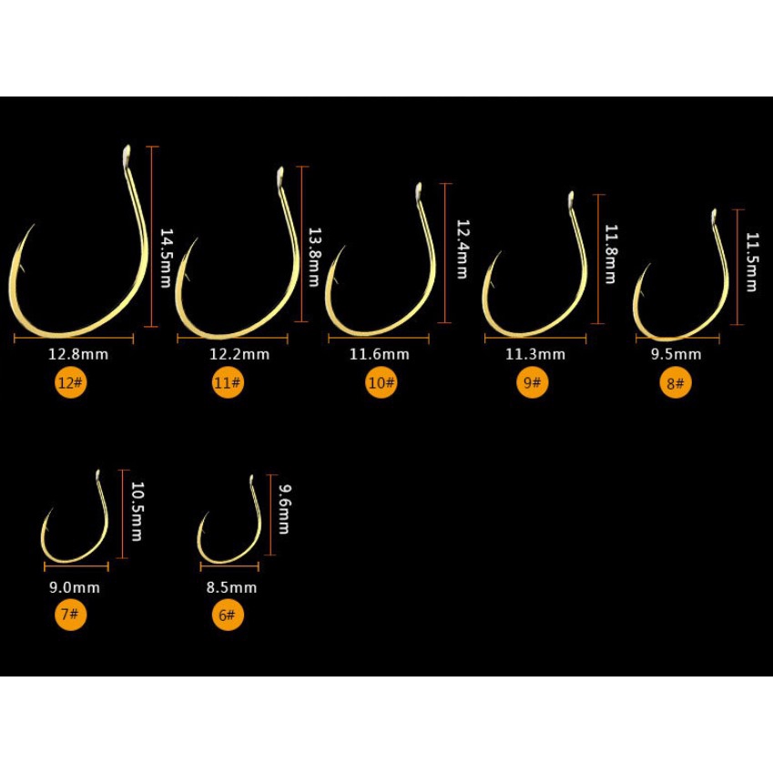 Bộ 30 móc câu cá màu vàng bằng thép carbon cao cấp 6#-12# thiết kế mới lạ siêu sắc bén 2021