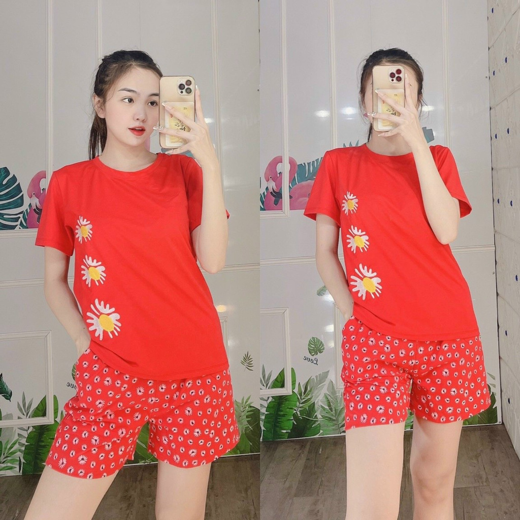 ĐỒ BỘ NỮ MẶC NHÀ FORM RỘNG - QUẦN ĐÙI HOA CÚC