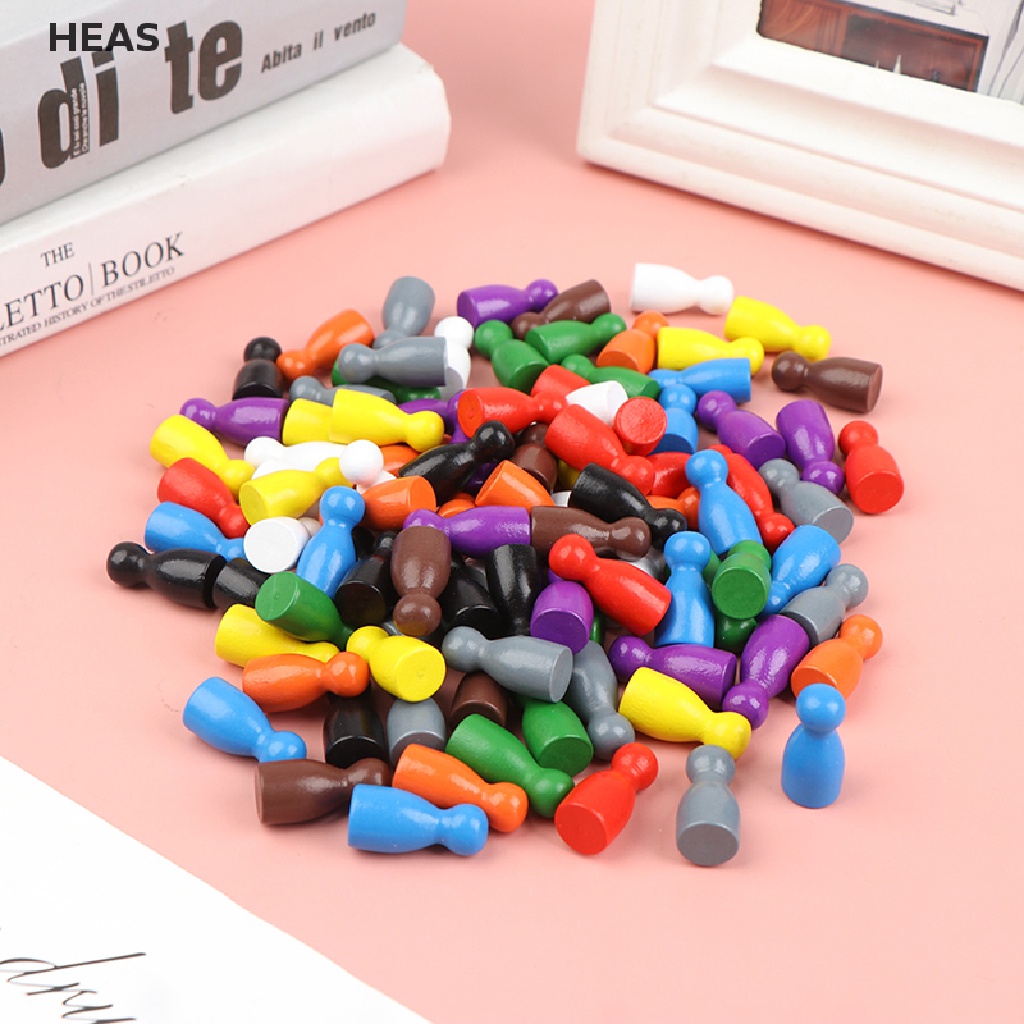 He 100PCS Diameter Pawn Wooden Pawn Pieces Chess BoardGame Accessories MarkingColor id