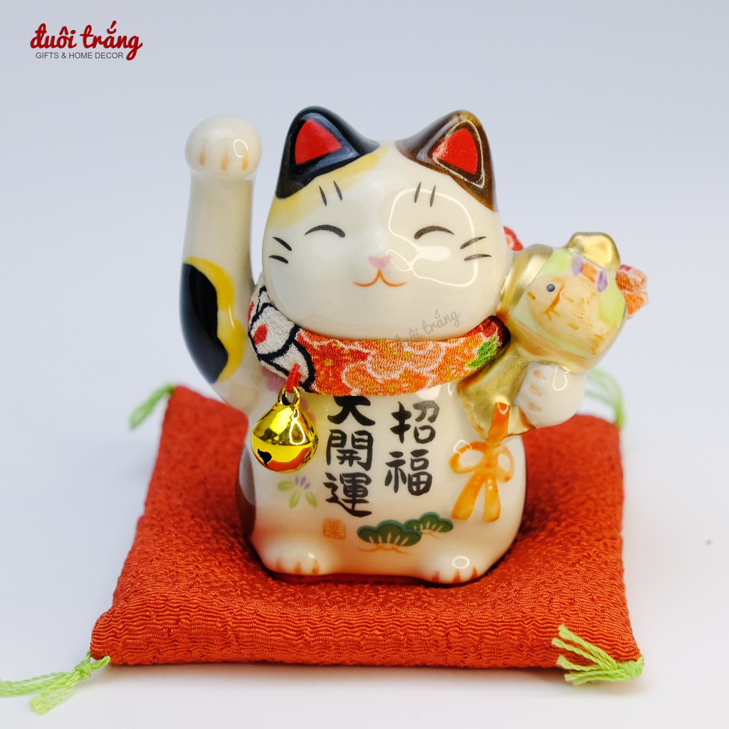 Mèo Thần tài "Đại Khai Vận Chiêu Phúc 7cm cầm búa cá KOI - 7459 - Hãng Yakushigama Nhật Bản