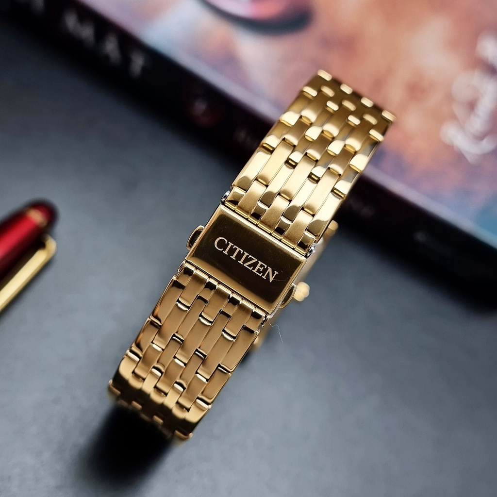 Đồng Hồ Nam Citizen BH3002-54E Pin Dây Sắt Mạ Gold Mặt Đen