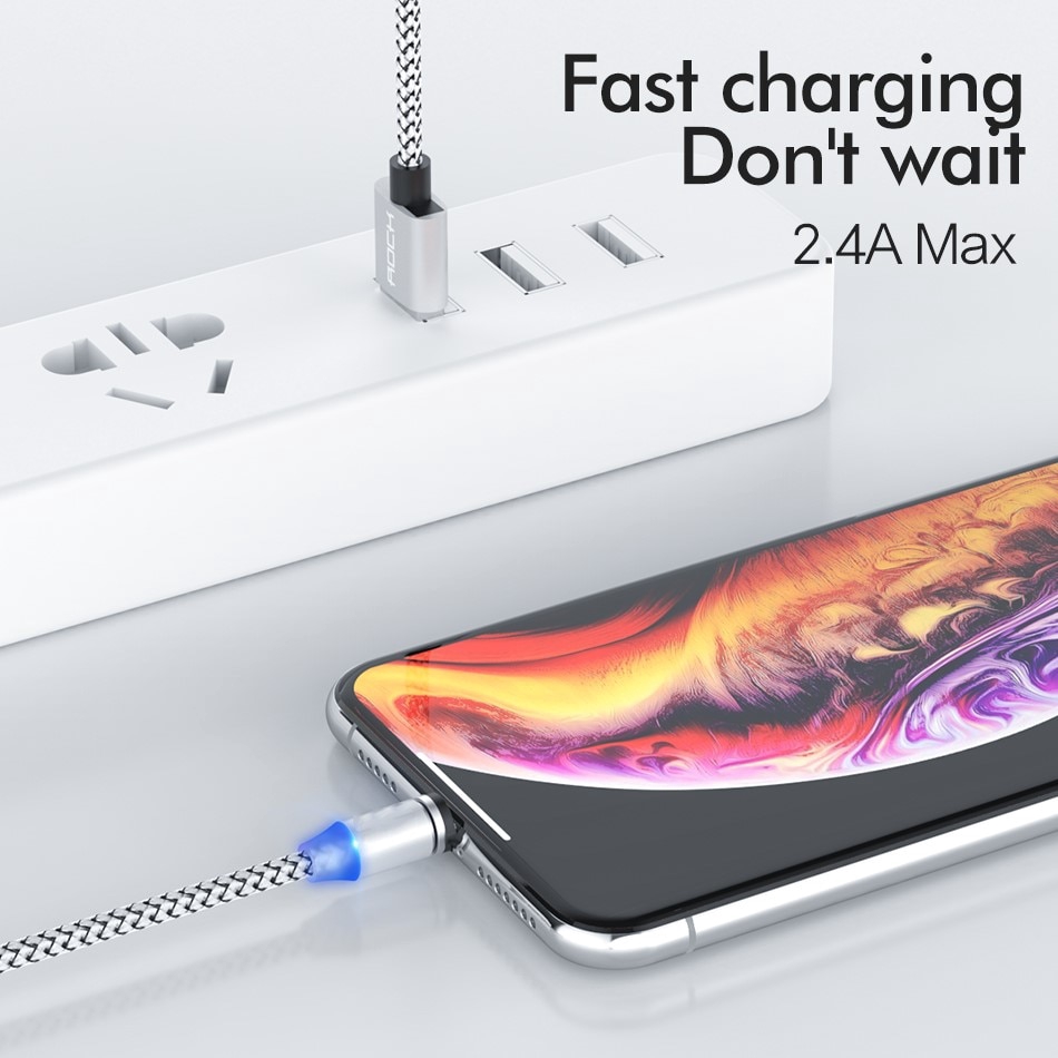 Cáp Sạc Nam Châm Micro Usb Type C Dài 1m Cho Điện Thoại Oppo Vivo Iphone 11 Xr Samsung