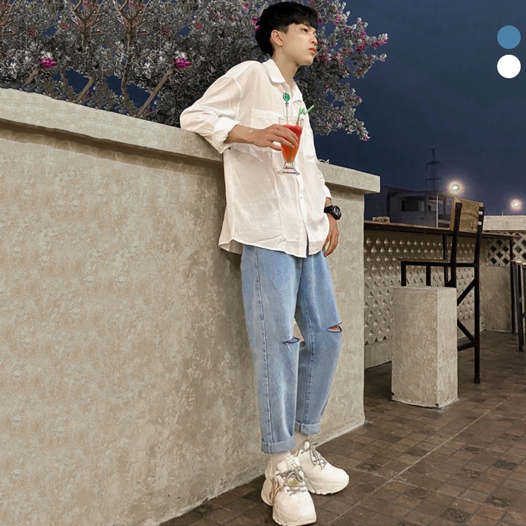 Quần Baggy Bò Nam Xám Trơn Ống Rộng Suông Dáng Đứng Cạp Cao Chất Vải Jeans Co Giãn Nhẹ Không Xù Lông Không Bai Gião