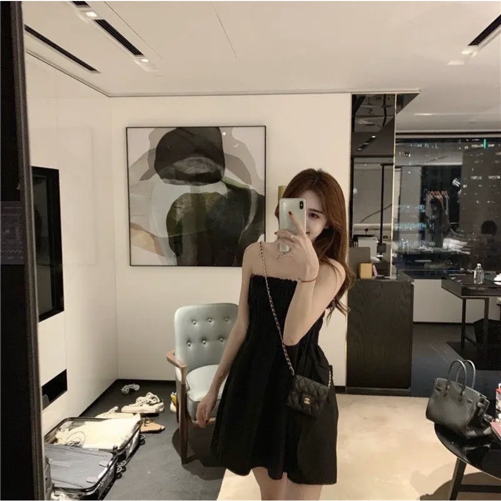 Váy nữ xinh, Váy 2 dây nữ chun ngực chất thô bao xinh