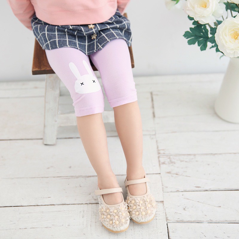 [SALES THÁNG 6] Quần legging lửng cotton bé gái 2-9 tuổi quần ngố thun in hình thỏ chất nhẹ mát