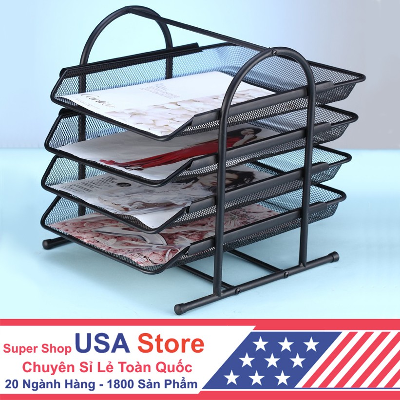 (Video Review) Giá Để Tài Liệu Kim Loại Nhiều Tầng Ngang Dọc Văn Phòng Usa Store - Khay Đựng File Để Bàn, Để Hồ Sơ