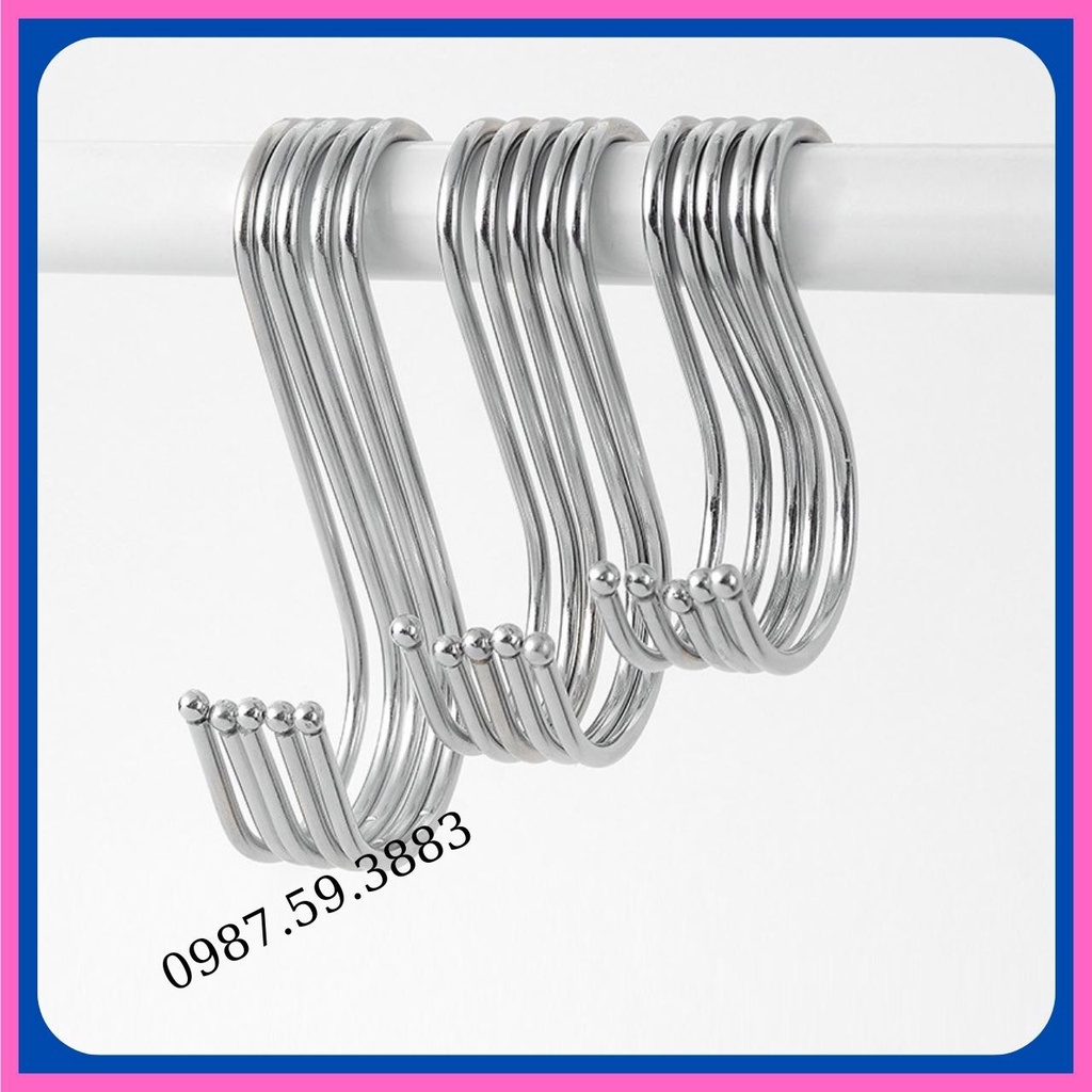 Móc treo đồ hình chữ S bằng inox cao cấp, treo quần áo giầy dép