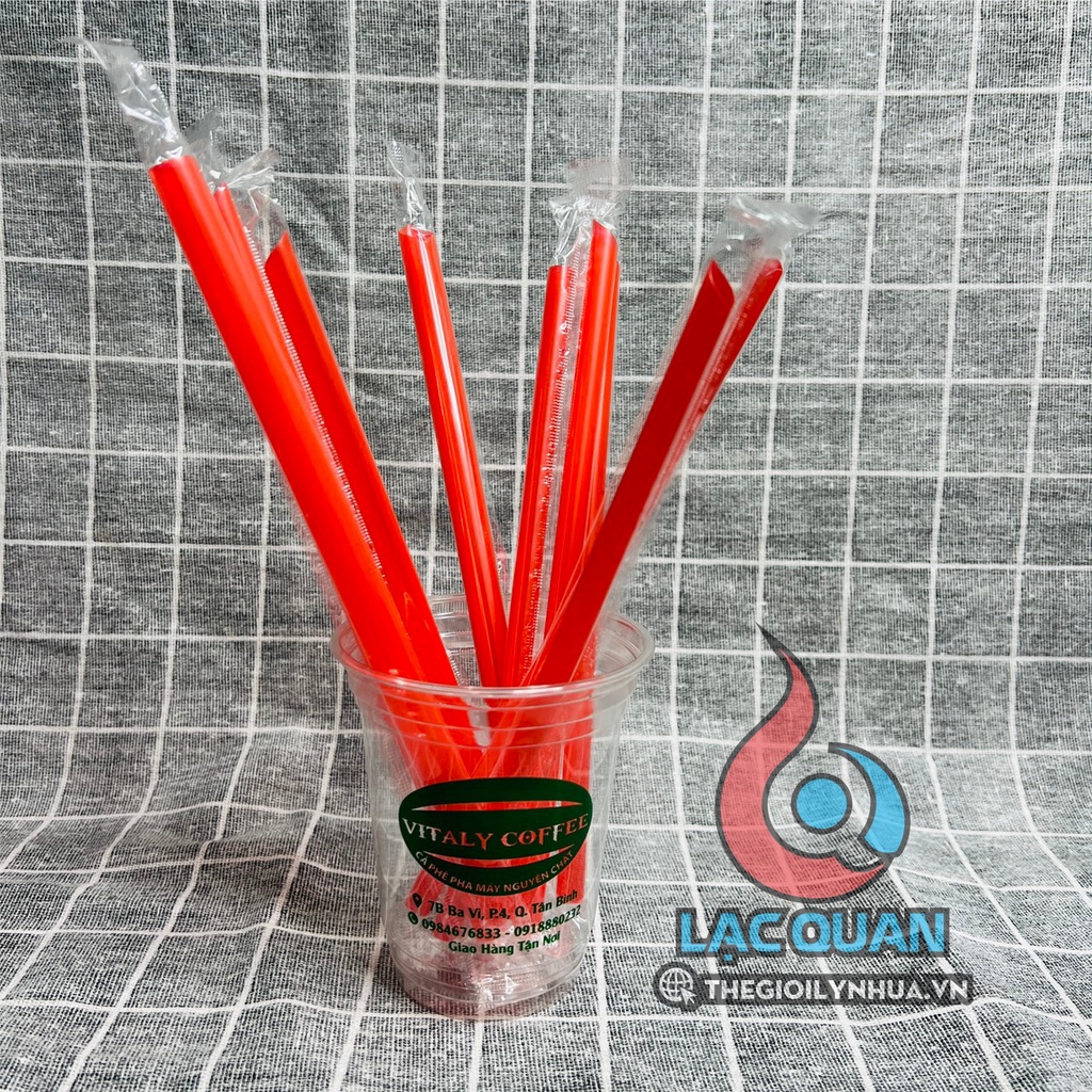5kg ống hút bọc màng màu đỏ cao cấp, ống hút trân châu phi 12, ống hút đá xay phi 8, ống hút cà phê phi 6
