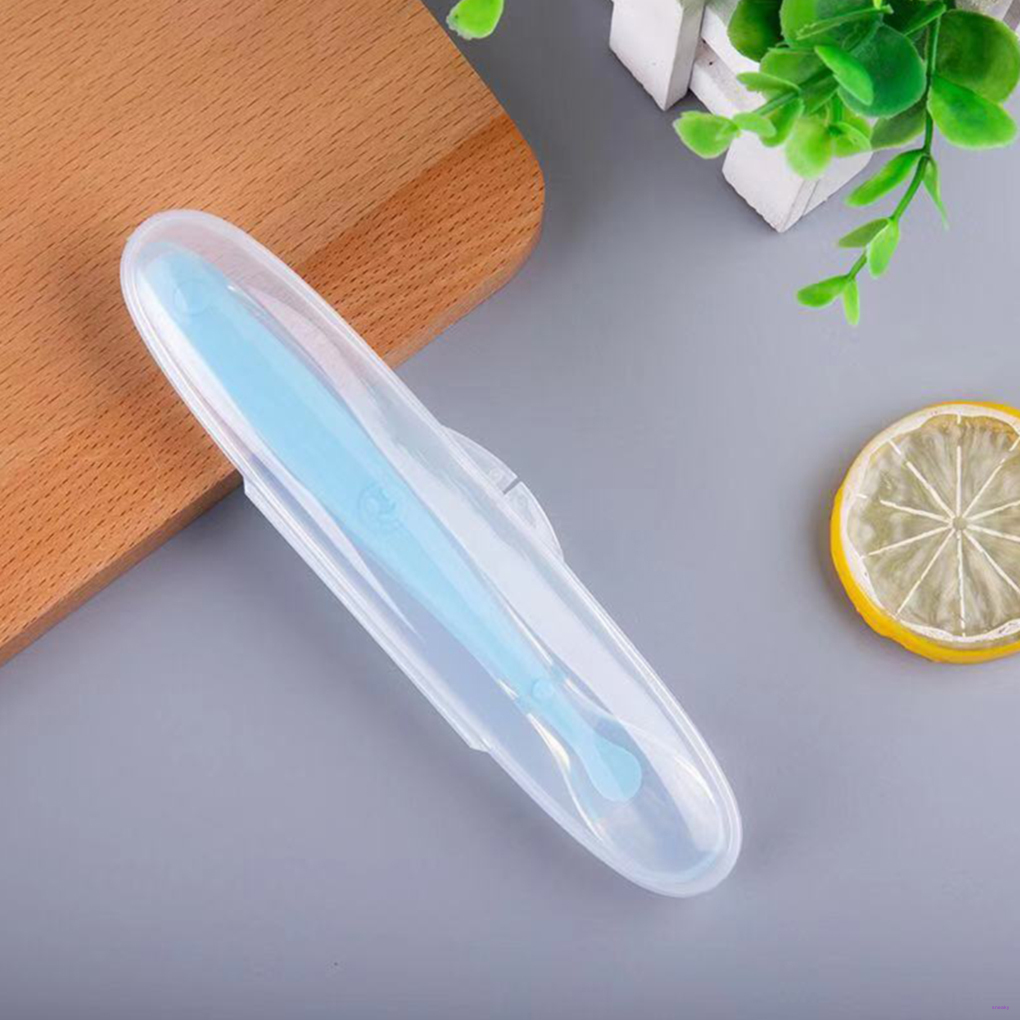 Hộp Đựng Muỗng Nĩa Bằng Silicone Trong Suốt Cho Bé