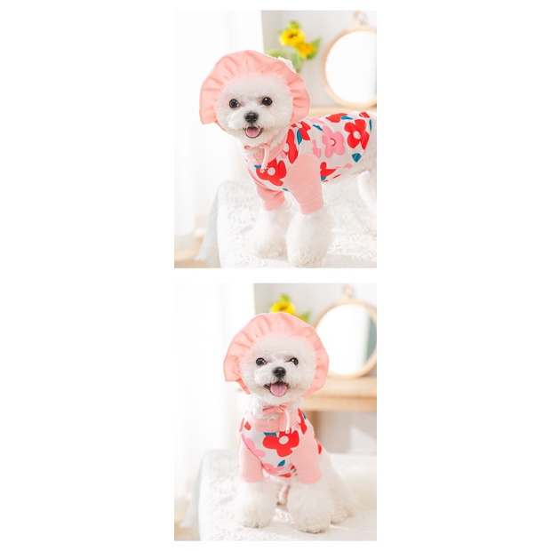 Quần áo thú cưng - Đồ bộ hoa nhí năng động mặc được 2 kiểu cho chó mèo