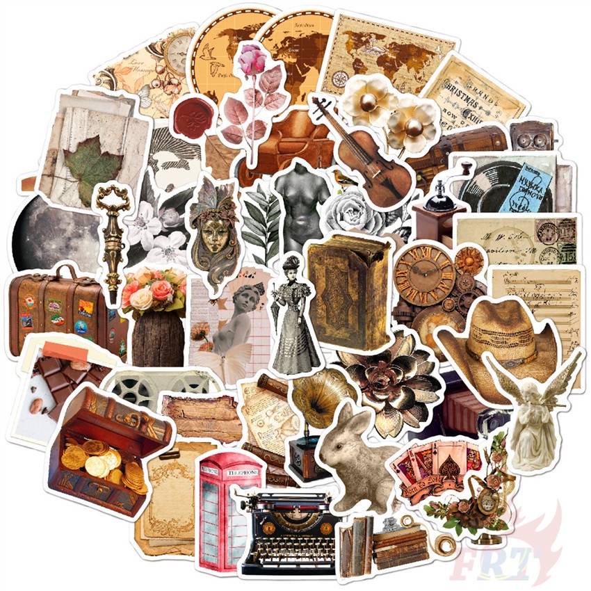 ❉ 02 Sticker Victorian Memory Series ❉ Bộ 50 Miếng Dán Trang Trí Vali Laptop Ván Trượt DIY Thời Trang