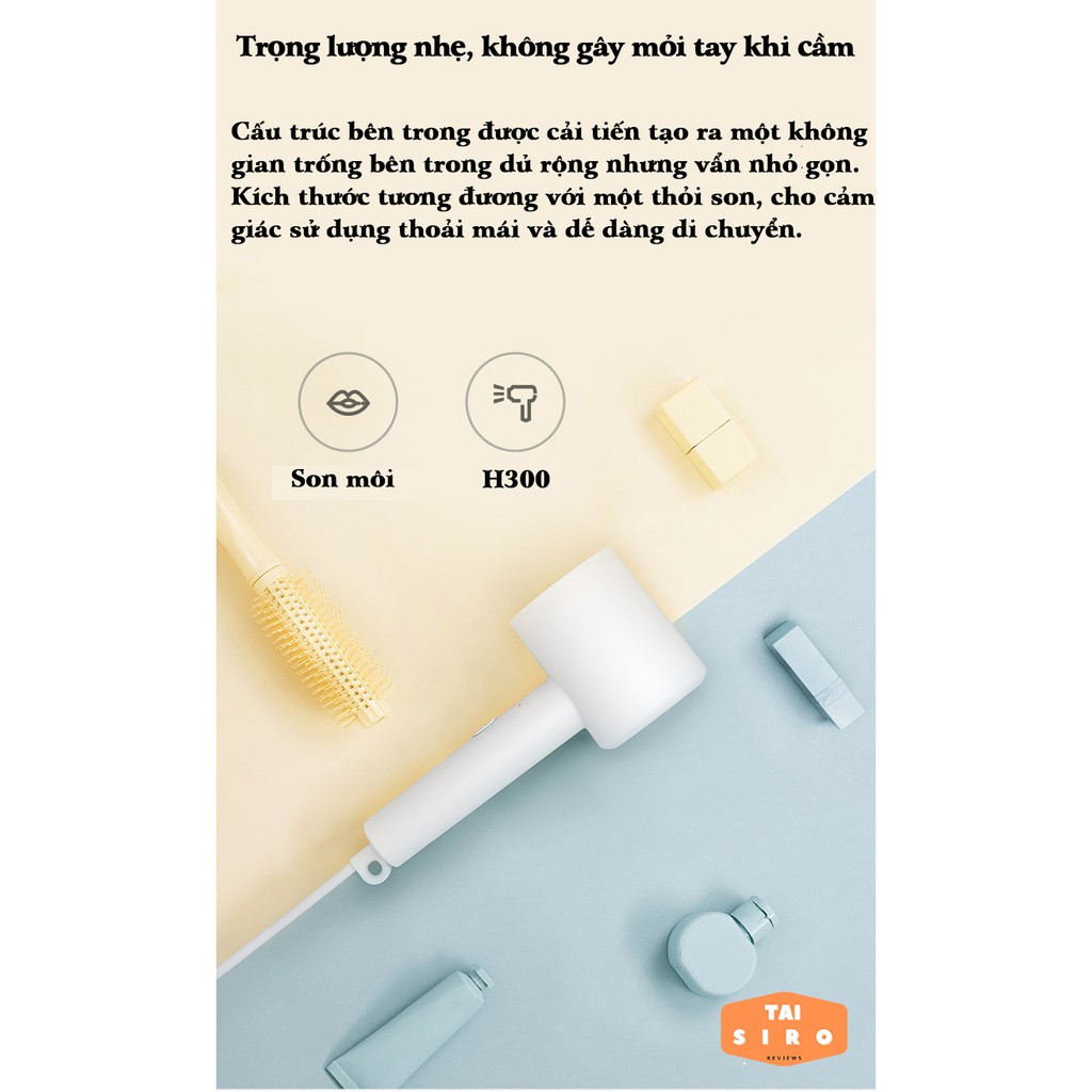 Máy sấy tóc 2 chiều mini Xiaomi Mijia Máy sấy tóc khô nhanh Ion âm H300 , Máy sấy tóc công suất lớn