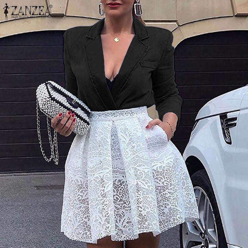 Áo blazer denim ZANZEA dài tay dáng rộng màu trơn dành cho nữ | BigBuy360 - bigbuy360.vn