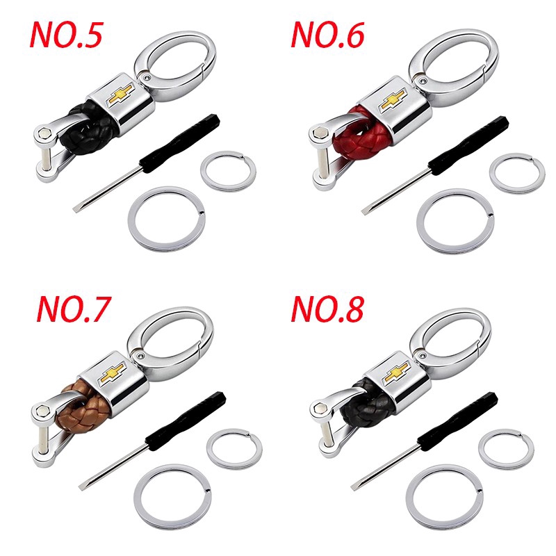 In stock Car Key Chain Key Strap Braided Rope Key Fob for Chevrolet Aveo Cruze Silverado Malibu Sail Trax Leather Key Ring Creative Metal Car Key Pendant Accessories