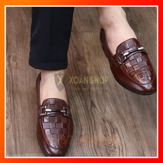 Giày Lười Nam Da Bò Nguyên Tấm 100%, Đế Cao Su Đúc Khâu - Bảo Hành 1 Năm - Mã X078 Nâu
