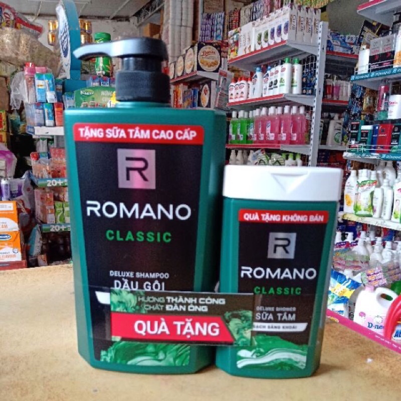 Dầu gội đầu Romano classic tóc chắc khoẻ 650g tặng kèm chai sữa tắm 150g