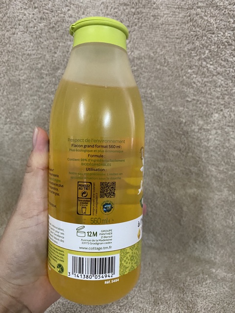 [Hàng Pháp-MẪU MỚI] Sữa tắm tinh dầu Cottage hương hoa 560ml.