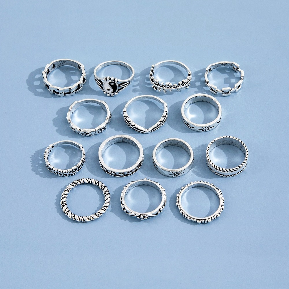 Set 14 Nhẫn Đeo Tay Phong Cách Retro Cá Tính