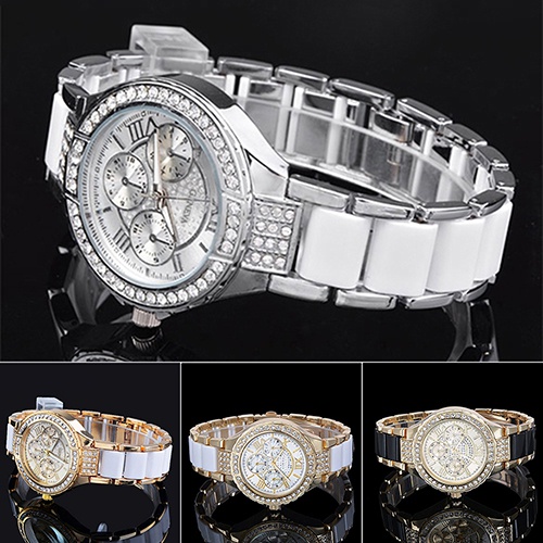 Đồng hồ thạch anh analog số La Mã phối dây hợp kim sang trọng dành cho nữ