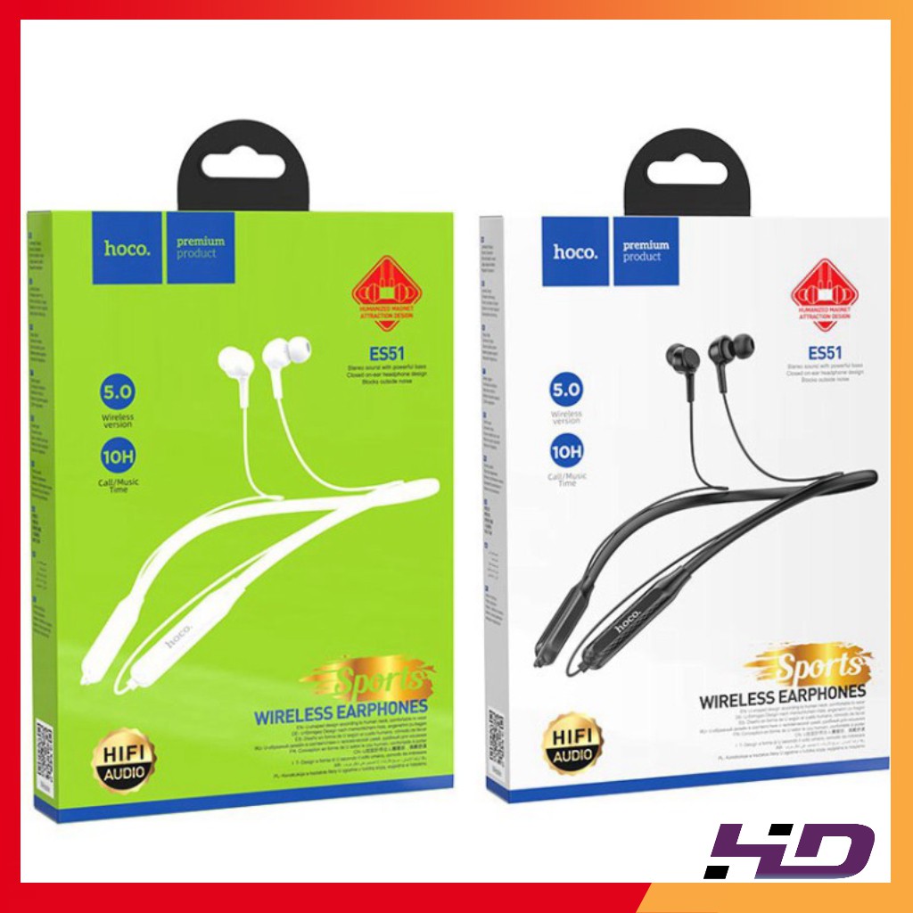 Tai nghe Bluetooth Hoco ES51 V5.0 hỗ trợ mic, có dây dài 0.9m, tương thích nhiều thiết bị