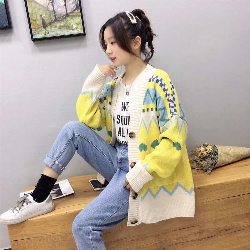 Áo Khoác Len Tay Dài Màu Sắc Tương Phản Thời Trang Cho Nữ