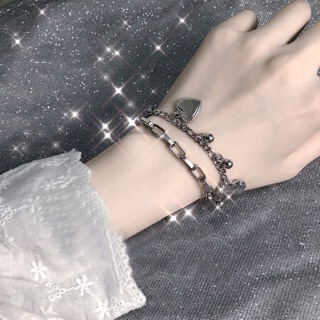 Bracelet Vòng Tay Chain Xích Mix Charm Trái Tim Ulzzang
