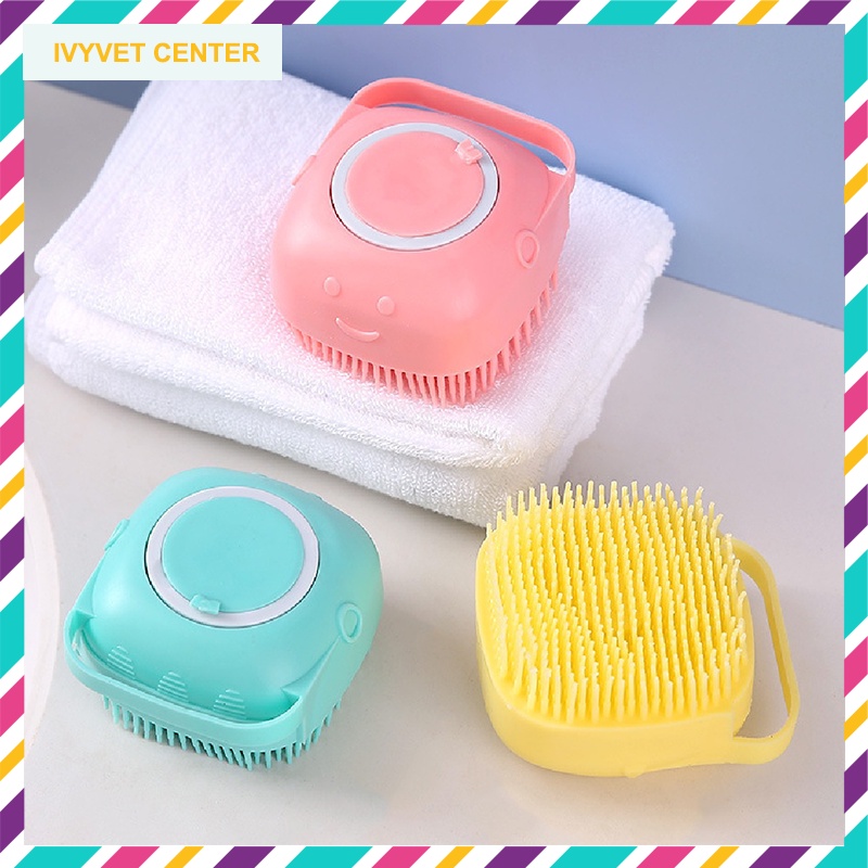 Bàn chải đeo tay silicon mềm massage tắm kỳ cọ chó mèo an toàn