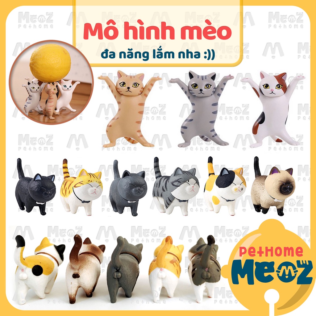 Mô hình Mèo Nâng Bút | Tượng Mèo Để Bàn Tạo Dáng Trang Trí