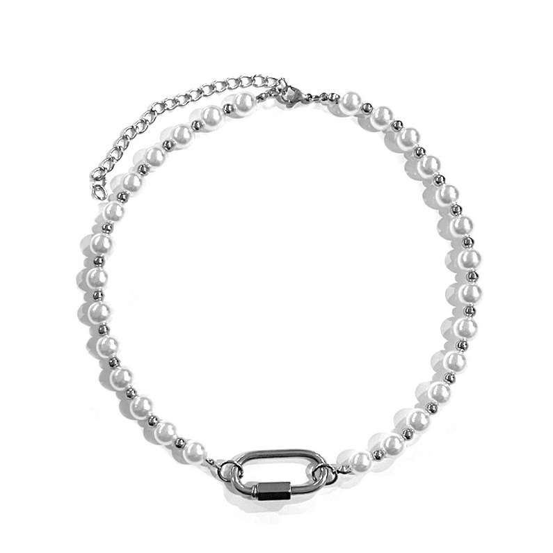 Dây chuyền ngọc trắng phối mặt cá tính kiểu dáng unisex