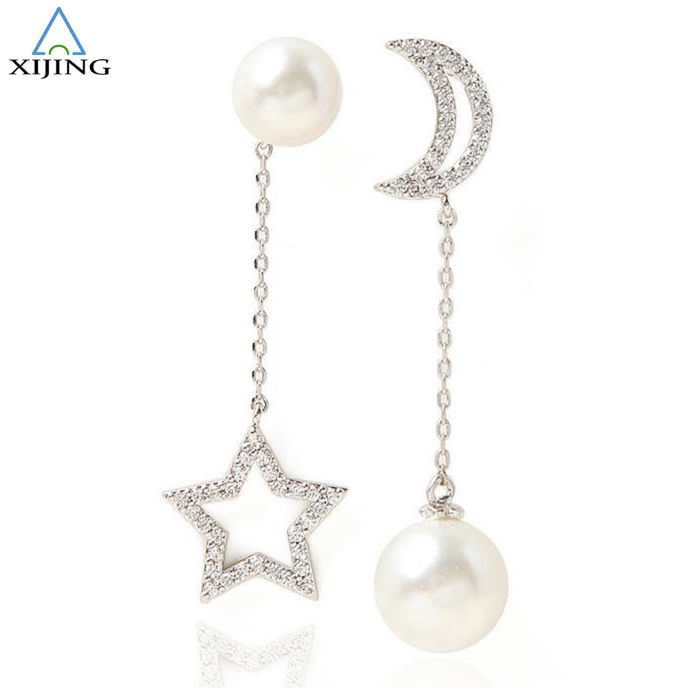 Khuyên tai dài hình mặt trăng ngôi sao phong cách Hàn Quốc thanh lịch dành cho nữ