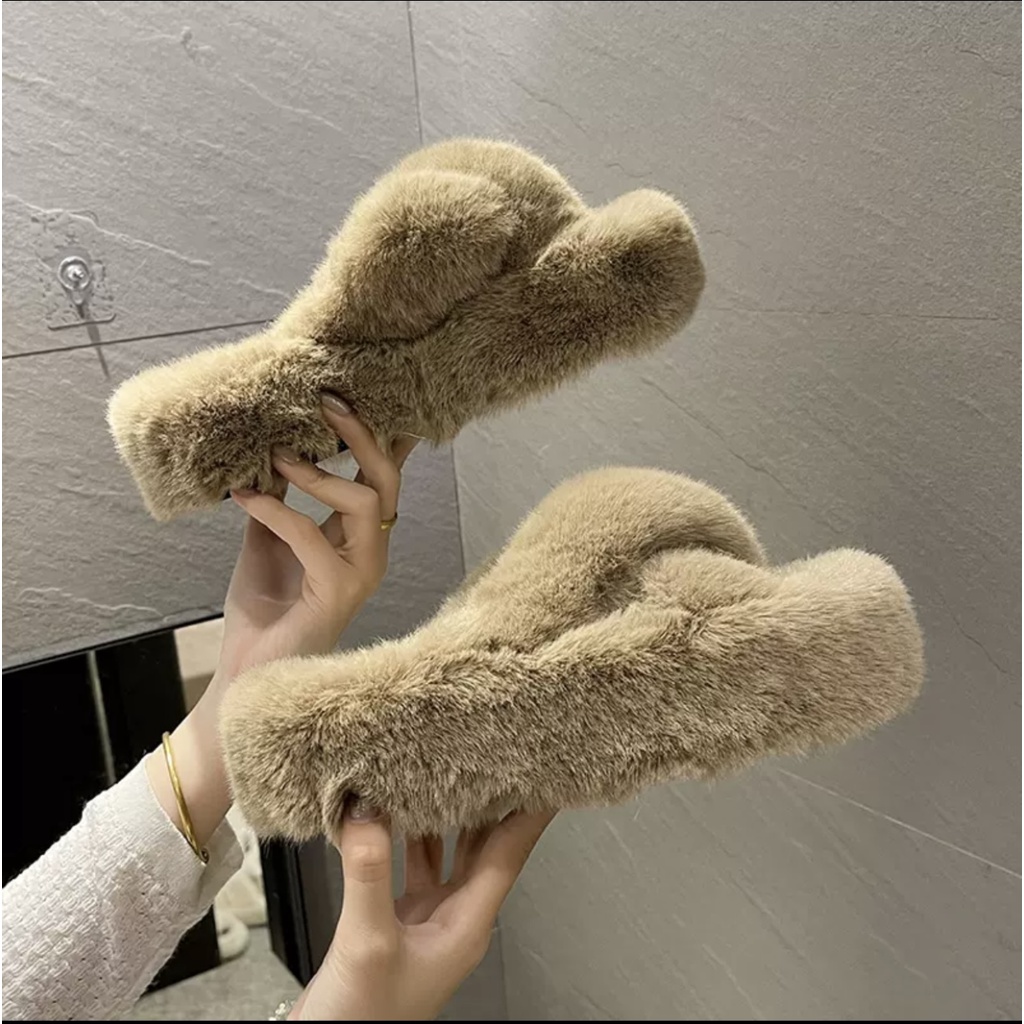 Dép lông đế dày 4cm quai chéo nhiều màu lựa chọn
