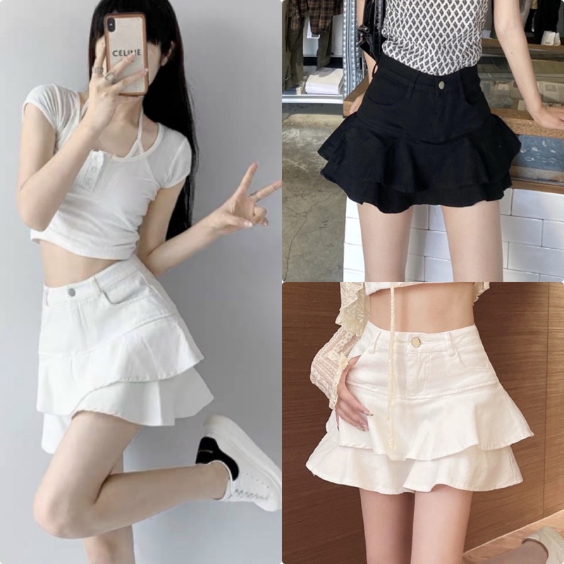 Chân Váy Kaki 2 Tầng Xoè Siêu Xinh
