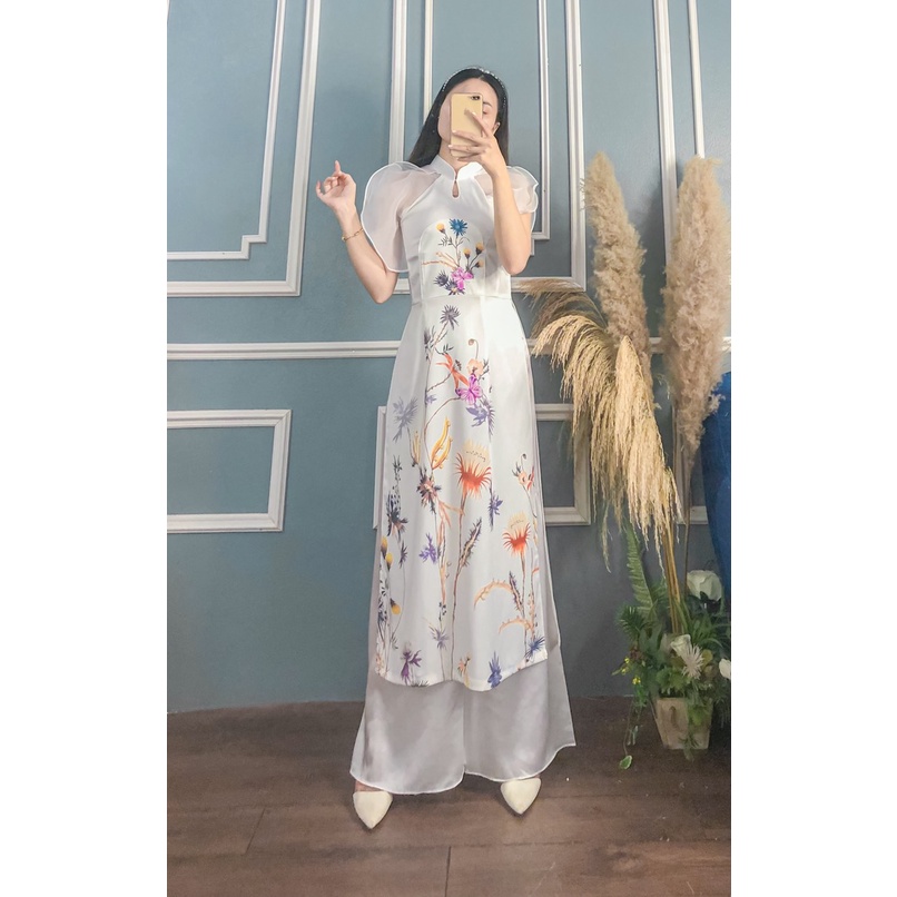 ÁO DÀI THIẾT KẾ HOA TAY BÈO