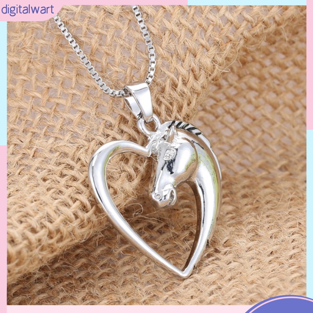 Dây Chuyền Hợp Kim Mặt Hình Đầu Ngựa Rỗng Phối Trái Tim Rỗng Cho Nữ
