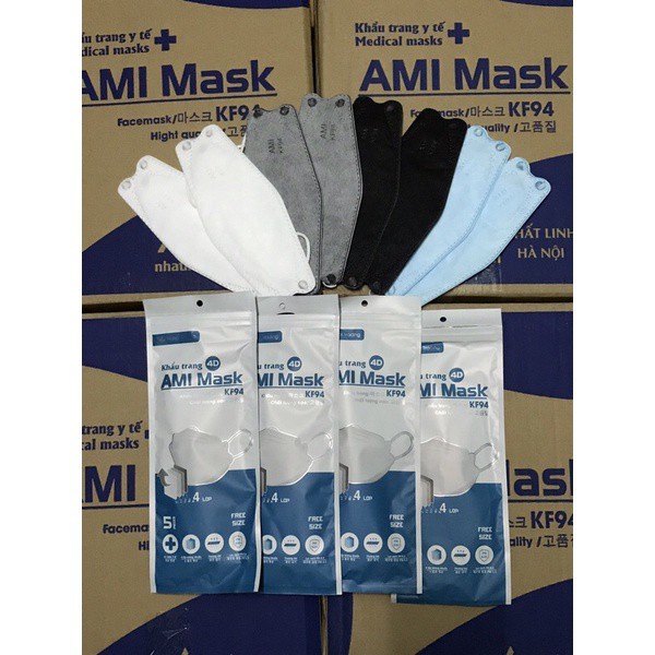 50 chiếc khẩu trang KF94 4D Ami Mask chống bụi mịn tiêu chuẩn Hàn Quốc