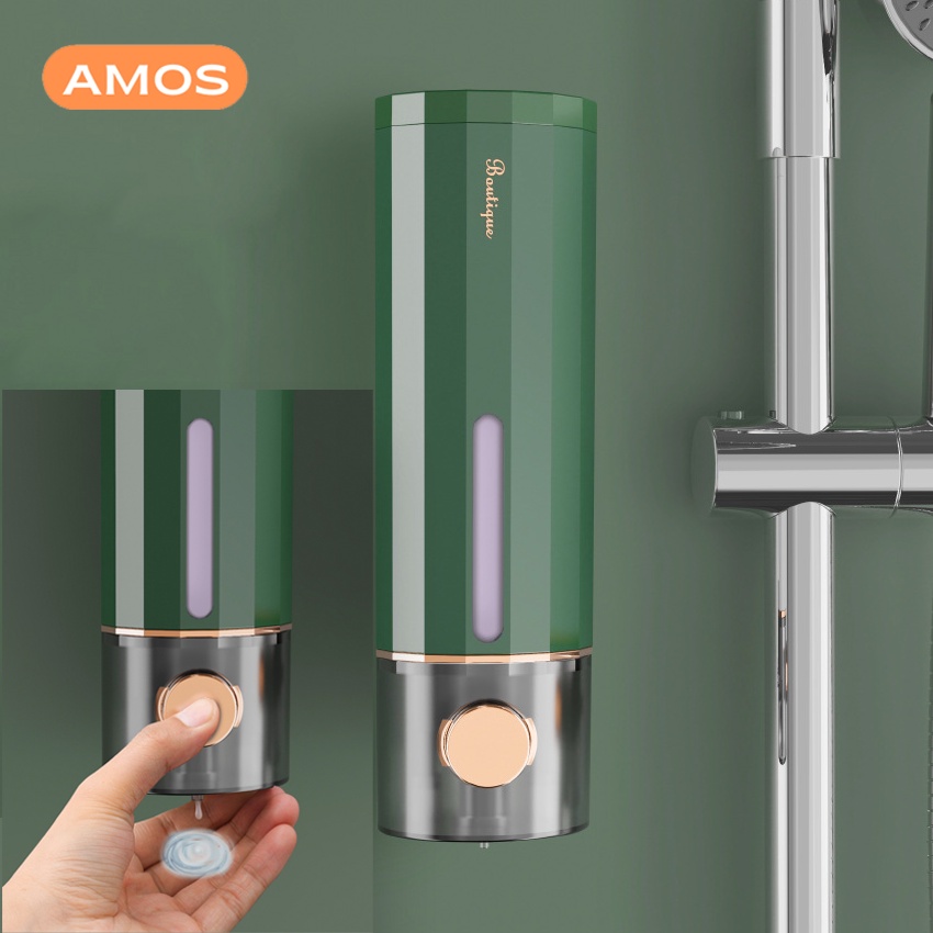 Hộp đựng sữa tắm dầu gội AMOS đựng nước rửa tay chất liệu ABS gắn treo tường tiện lợi