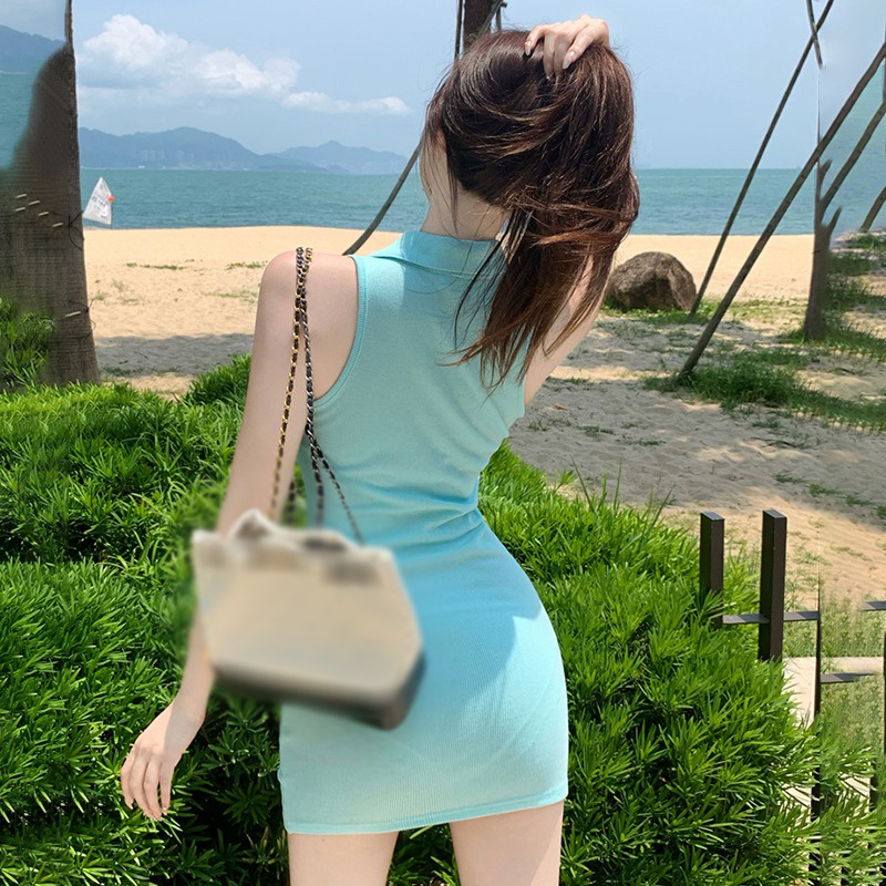 Đầm Cổ Bẻ Dáng Ôm Phong Cách Hàn Quốc Thời Trang Cho Nữ