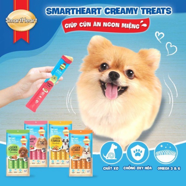 Súp thưởng dạng kem Smartheart Creamy Dog Treats Túi 60g gồm 4 thanh Xuất xứ Thái lan