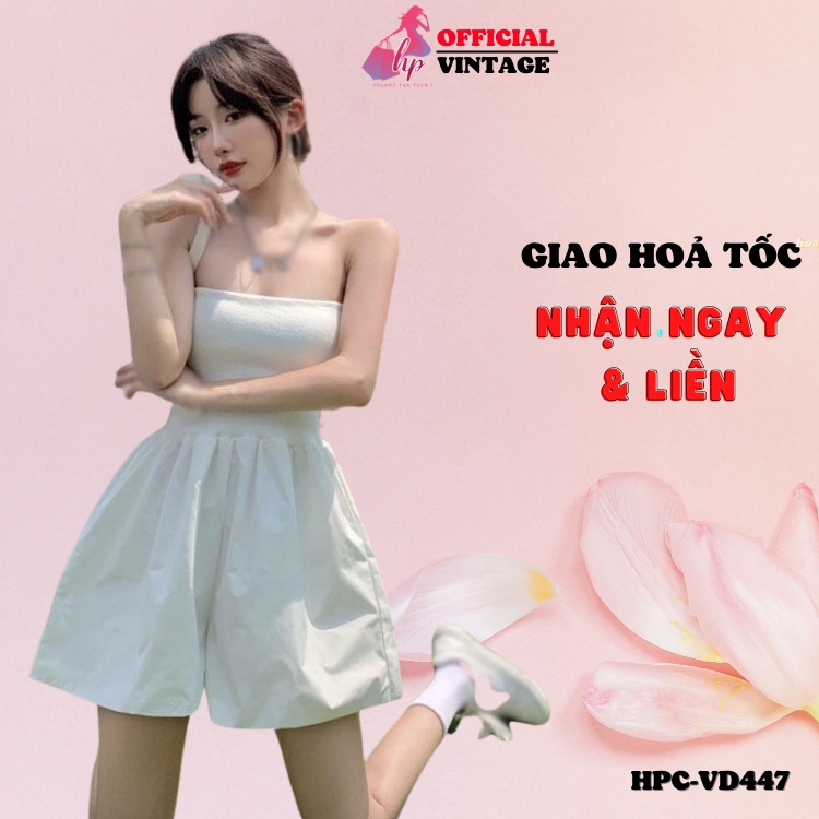 jumpsuit nữ ngắn áo liền quần áo 2 dây kèm quần ống rộng xoè màu đen sang chảnh tôn dáng VD447