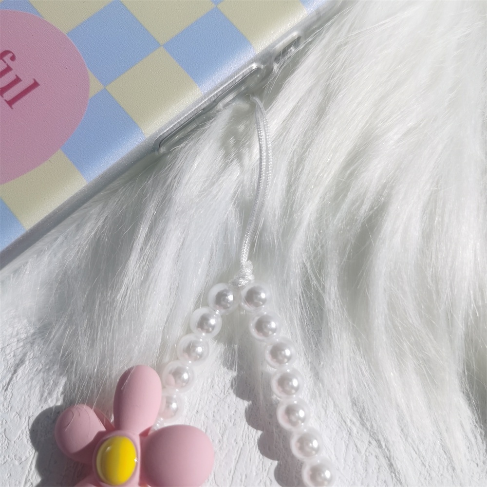 Dây Đeo Điện Thoại Bằng Acrylic Mềm Chống Thất Lạc Đính Hạt Ngọc Trai Hình Bông Hoa Màu Tím Dễ Thương