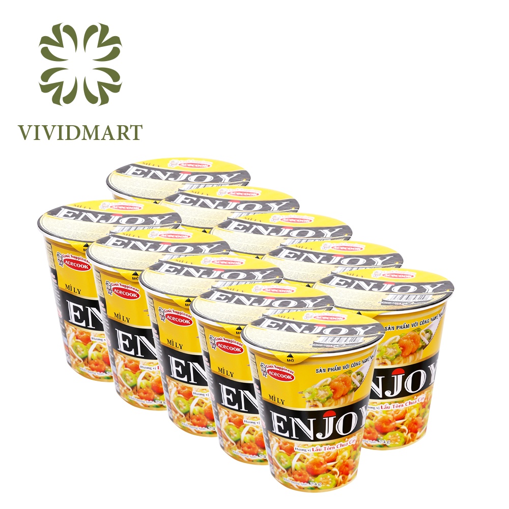 [Combo 10 hộp] MÌ LY ENJOY 02 HƯƠNG VỊ: VỊ LẨU TÔM CHUA CAY, VỊ XƯƠNG HẦM VÀ TÔM THỊT – LY 74g – ACECOOK | BigBuy360 - bigbuy360.vn