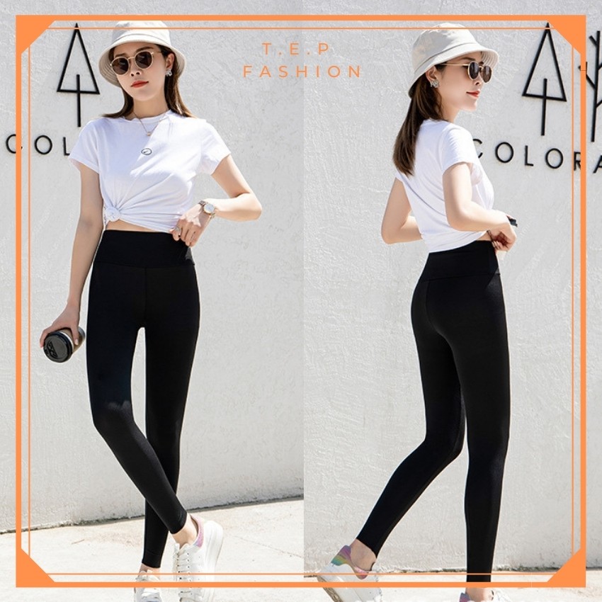 Quần Legging Dài Xuất Hàn Nâng Mông Cạp Cao Gen Bụng Co Dãn 4 Chiều Size To Đại Bigsize 80kg Tep fashion - LGDAI01