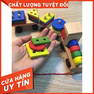 Đồ Chơi Đoàn Tàu Khối Gỗ Phát Triển Trí Tuệ Cho Bé