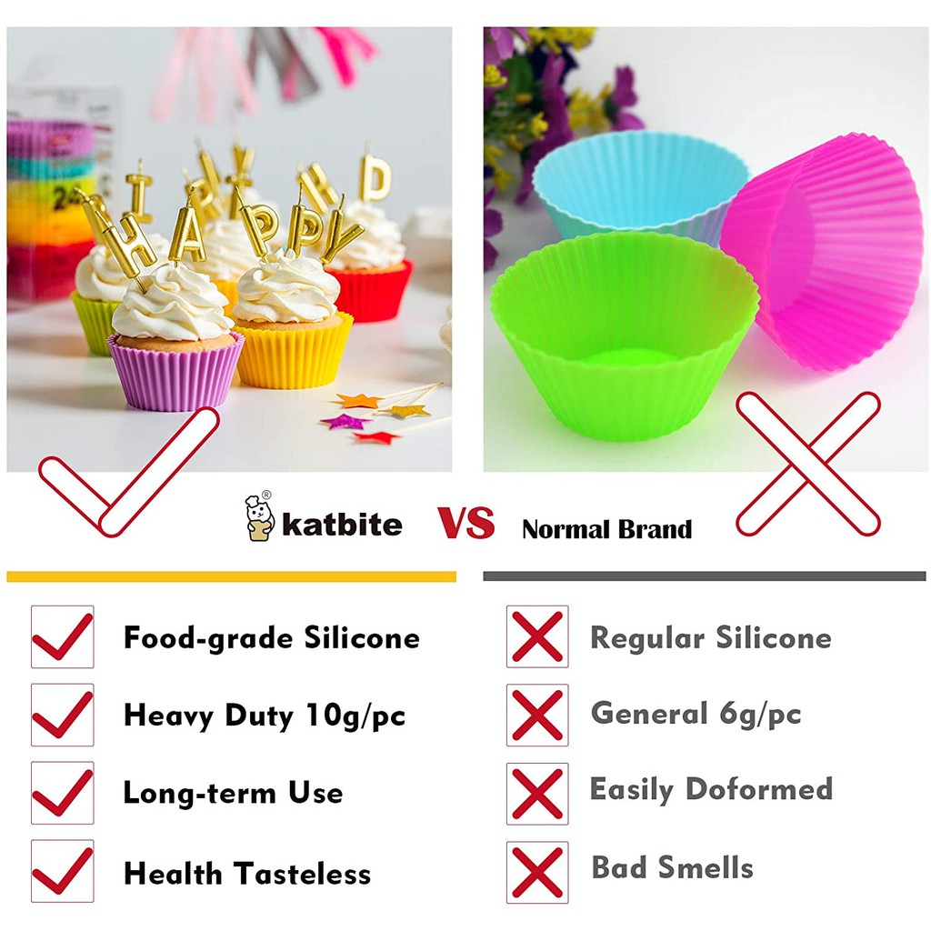1/2/4 Cốc Silicone Làm Bánh Cupcake Có Thể Tái Sử Dụng