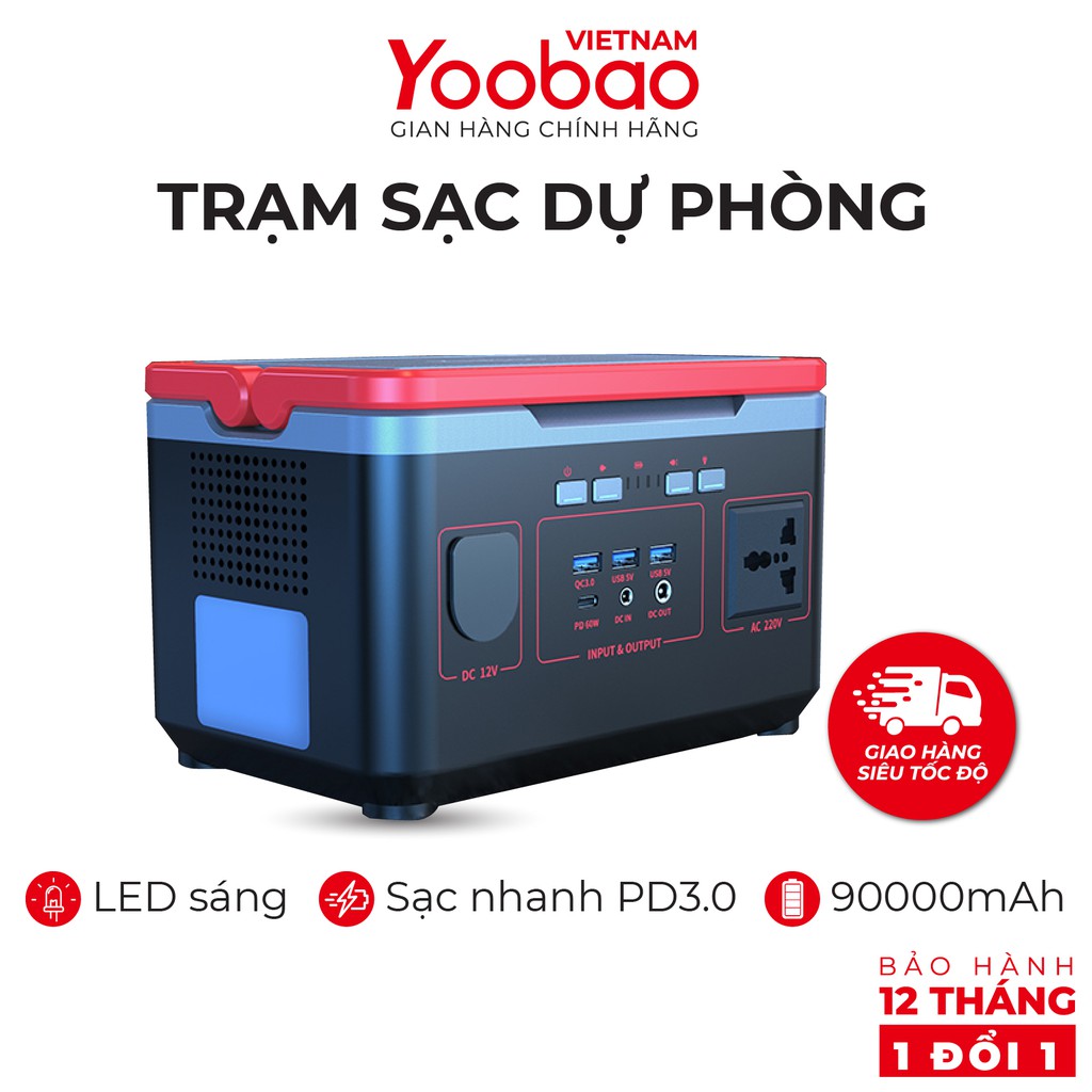 Trạm sạc dự phòng 90000mAh Yoobao EN300 Sạc nhanh PD60W 220V/300W - Hàng chính hãng - Bảo hành 12 tháng 1 đổi 1