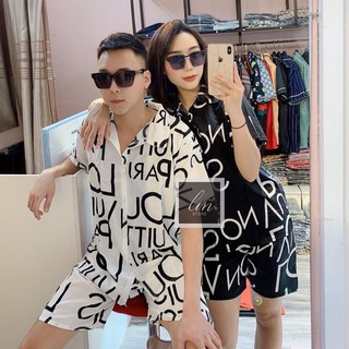 Bộ quần áo pizama nam nữ chất liệu kate thái cực hot